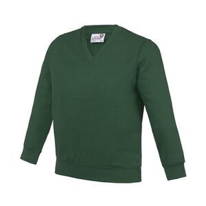 Awdis Childrens/Kids Academy V Neck Sweatshirt / Green
